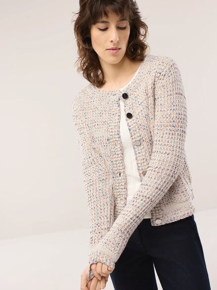 Strickjacke Bouclegarn Multicolor Offw Strickjacke Bouclegarn Multicolor Offw