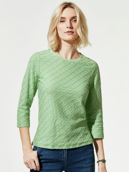 Baumwollshirt Strukturmuster Piniengrün Baumwollshirt Strukturmuster Piniengrün