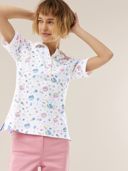 Pique-Polo Frischekick Weiß Blume Pique-Polo Frischekick Weiß Blume