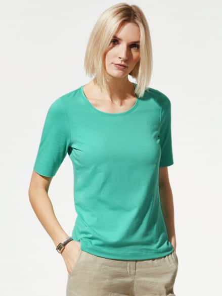 Baumwoll-Basic-Shirt Halbarm Seegrün Baumwoll-Basic-Shirt Halbarm Seegrün