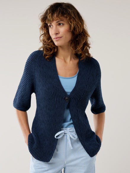 Bändchengarn Strickweste Marine Bändchengarn Strickweste Marine