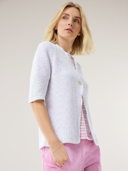 Bändchengarn Strickweste Weiß Bändchengarn Strickweste Weiß