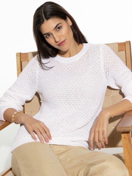 Edelgarn-Pullover Lino Weiß Edelgarn-Pullover Lino Weiß