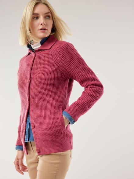 Merino-Strickjacke Waffelstruktur Siena