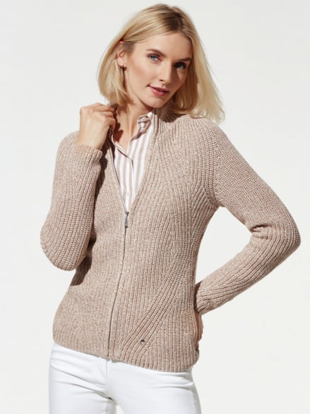 Patentstrickjacke Nahtlos Safaribeige