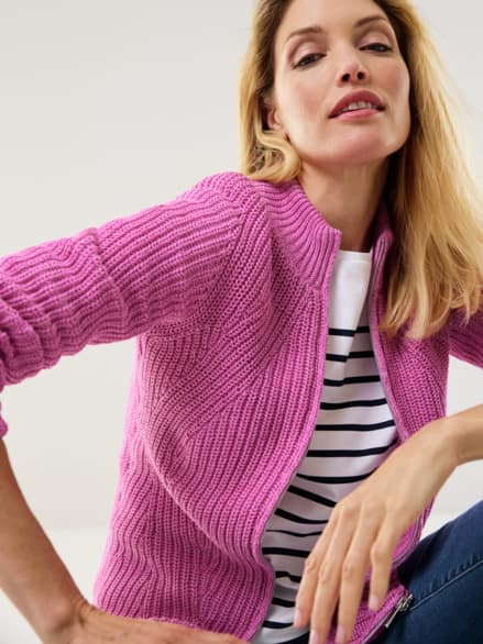 Patentstrickjacke Nahtlos Fuchsia Patentstrickjacke Nahtlos Fuchsia