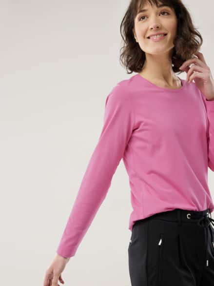 Baumwoll-Basic-Shirt Langarm Malve