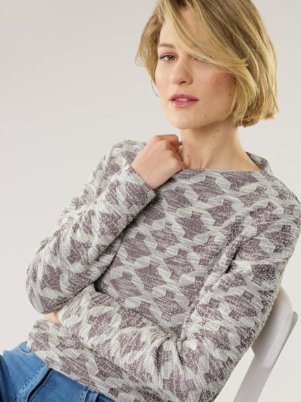 Boucle Sweatshirt Kaminkragen Mauve
