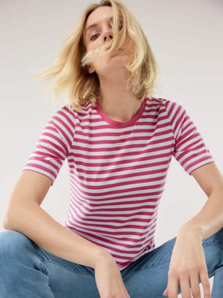 Baumwoll Ringelshirt Himbeersorbet