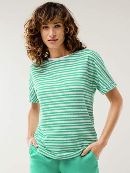 Kimonoshirt Ringelstruktur Jade