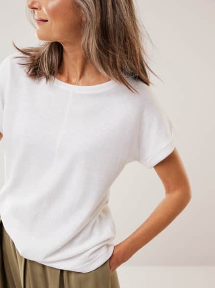 Kimonoshirt Leinenmix Weiß