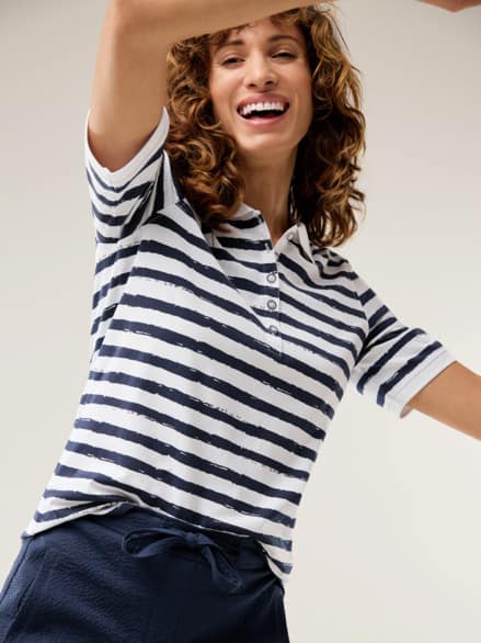 Jersey Polo Streifen Marine