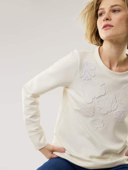 Blumenapplication Sweatshirt Offwhite
