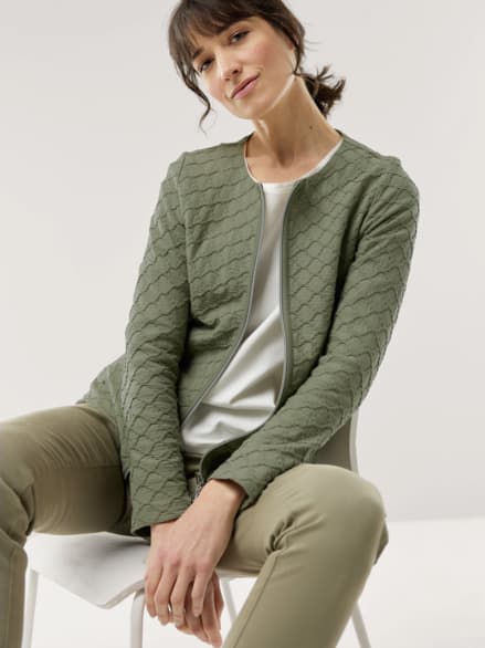 Baumwolljacke Strukturmuster Khaki Baumwolljacke Strukturmuster Khaki