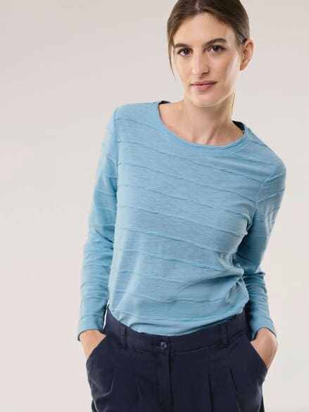 Baumwollshirt Streifenstruktur LA Skyblue Baumwollshirt Streifenstruktur LA Skyblue