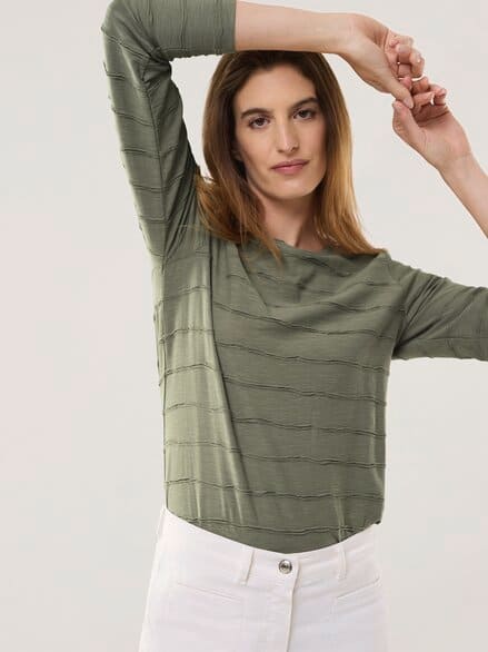 Baumwollshirt Streifenstruktur LA Khaki Baumwollshirt Streifenstruktur LA Khaki