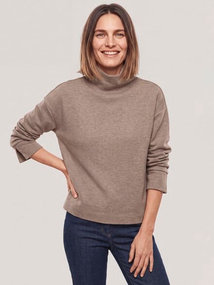Wärmendes Sweatshirt mit Schalkragen Praline Melange