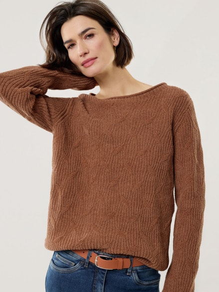 Baumwoll-Samt Pullover Toffee