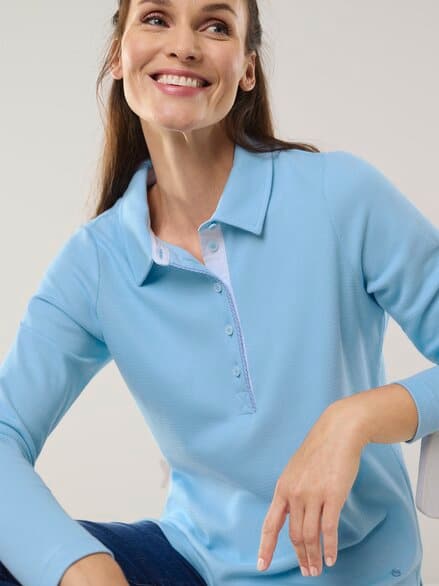 Poloshirt Strukturmuster Skyblue