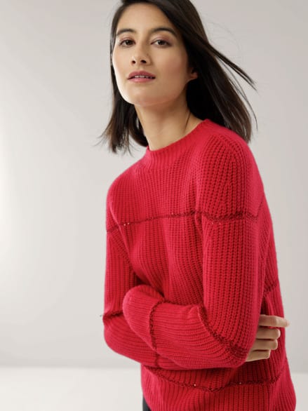 Pullover Paillettenstreifen Rot Pullover Paillettenstreifen Rot