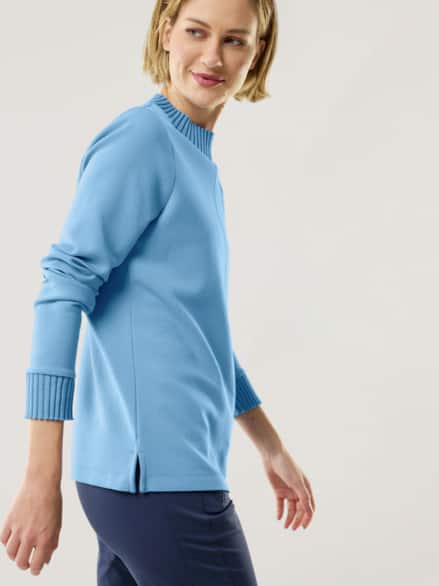 Sweatshirt mit Strick Ozeanblau