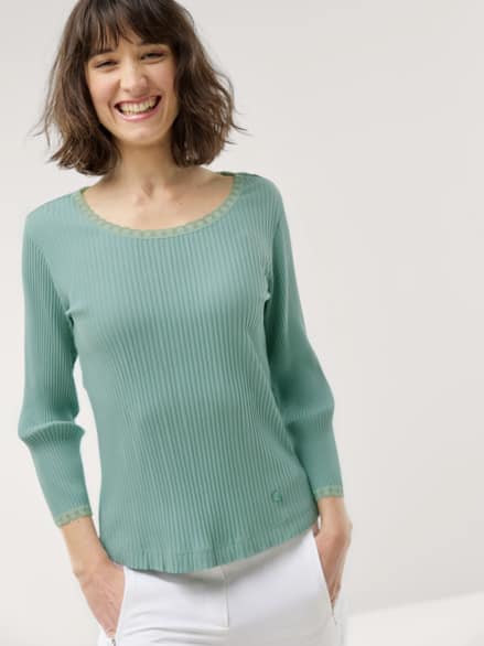 Rippshirt Spitzendetail Gletschergrün Rippshirt Spitzendetail Gletschergrün
