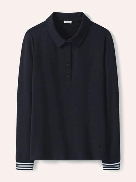 Poloshirt Kontrastdetail Nachtblau