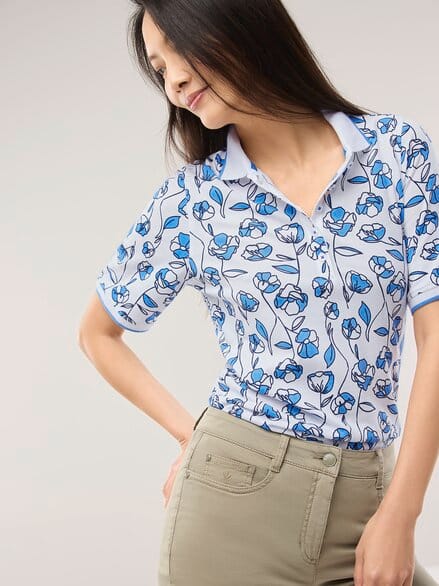 Extraglatt Polo Blume Meerblau Extraglatt Polo Blume Meerblau