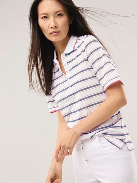 Extraglatt Polo Streifen Malve