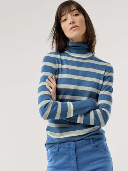 Viskose Rolli Hautschmeichler Streifen Rauchblau