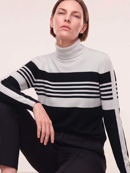 Viskose Rolli Hautschmeichler Streifen Schwarz/Offwhite Viskose Rolli Hautschmeichler Streifen Schwarz/Offwhite