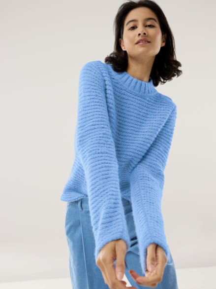 KERO Alpaka-Pullover Jeansblau