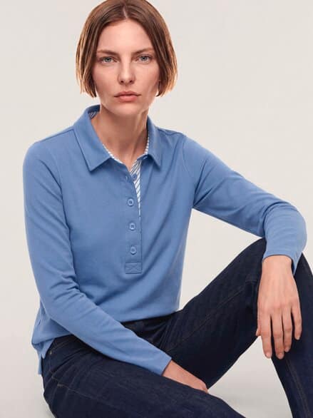 Poloshirt aus Baumwolle Smokey Blue Poloshirt aus Baumwolle Smokey Blue