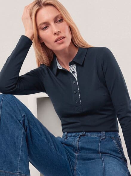 Poloshirt aus Baumwolle Nachtblau