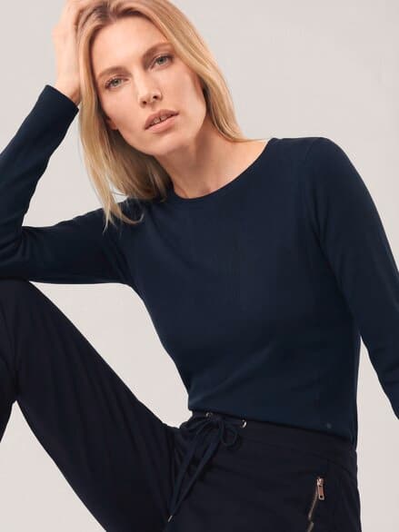 Shirt in Feinstrickoptik Nachtblau