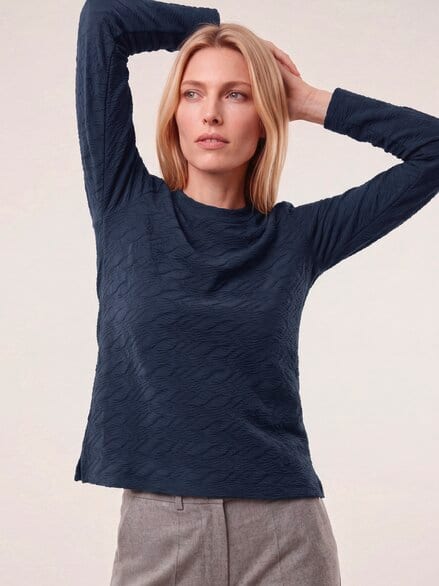 Shirt mit Struktur Nachtblau