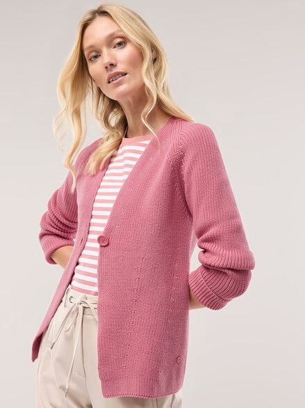 Strickjacke in Patentstrick Rosenholz