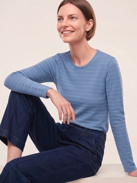 Baumwollshirt Reliefstruktur Smokey Blue Baumwollshirt Reliefstruktur Smokey Blue