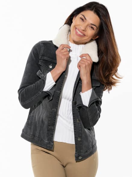Jeansjacke Teddykragen Grey Jeansjacke Teddykragen Grey