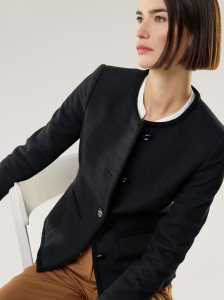 Baumwoll Boucleblazer Schwarz Baumwoll Boucleblazer Schwarz