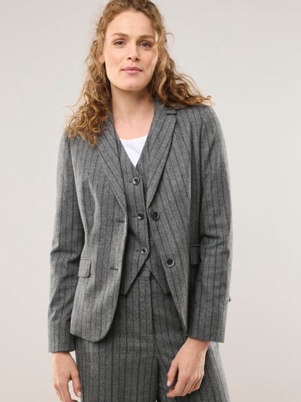 Flanellblazer mit Nadelstreifen Streifen Grau Flanellblazer mit Nadelstreifen Streifen Grau