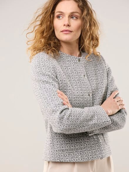 Rundhalsblazer mit Pailletten Antrazit Rundhalsblazer mit Pailletten Antrazit