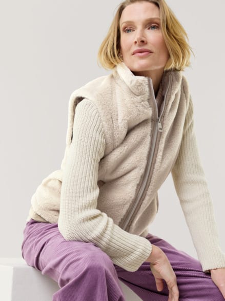 Kuschelfell Weste Taupe