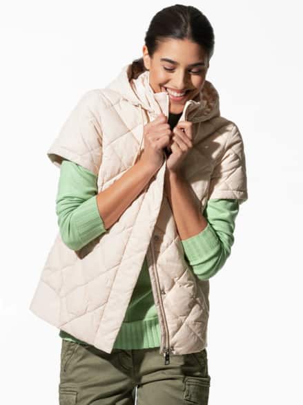 Steppweste Hoodie Creme Steppweste Hoodie Creme