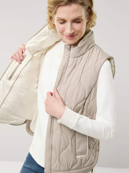 Wellensteppweste Toffee/Creme