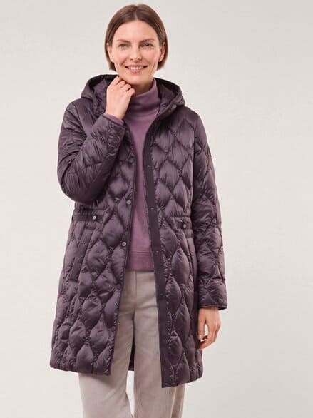 Leichter Steppmantel mit Tunnelzug Mauve