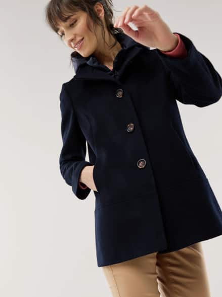 Wolljacke mit Steppeinsatz Marine Wolljacke mit Steppeinsatz Marine