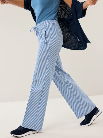 Marlenehose Seersucker Blau/Weiß Marlenehose Seersucker Blau/Weiß