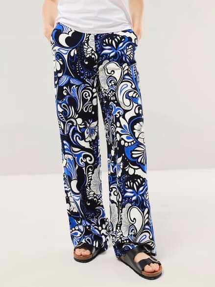 Kombihose aus Leinenmix AOP Blau