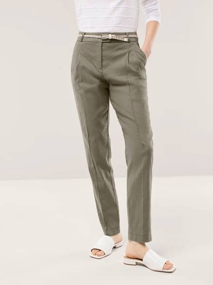 Bundfaltenhose aus Leinenmix Khaki Bundfaltenhose aus Leinenmix Khaki